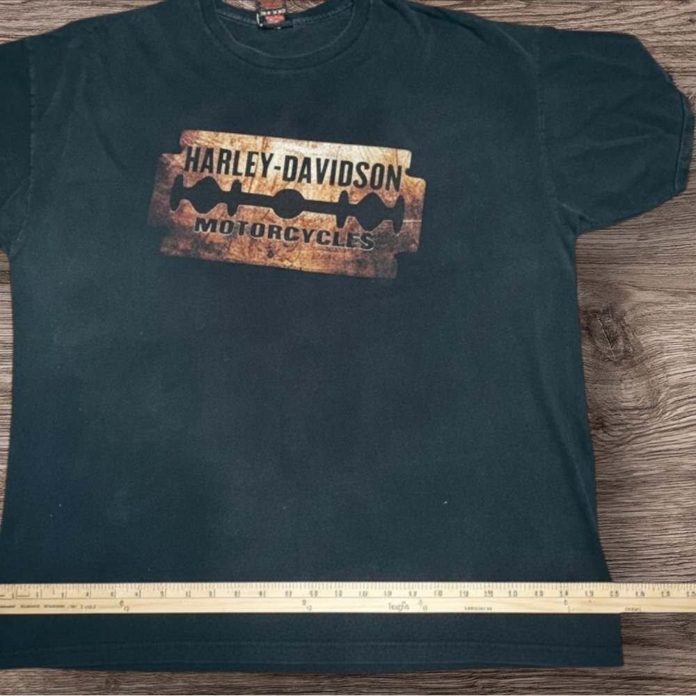 VTG Y2K Harley-Davidson Razor Blade Graphic Tee XL Faded Smoky‎ Mountain Back - Picture 2 of 8